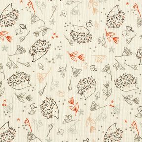 Musselina/ Tecido plissado duplo Ouri&ccedil;os e plantas florestais &ndash; branco sujo, 