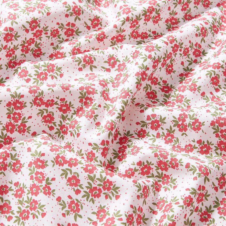 Popelina de algodão Mar de florzinhas – vermelho/branco,  image number 2
