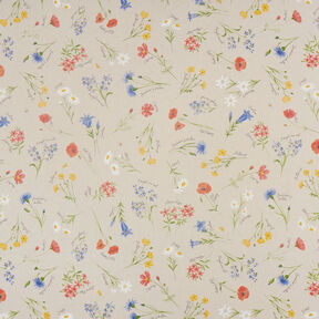 Tecido para decoração Meio linho Panamá Flora dos Alpes – natural/azul, 