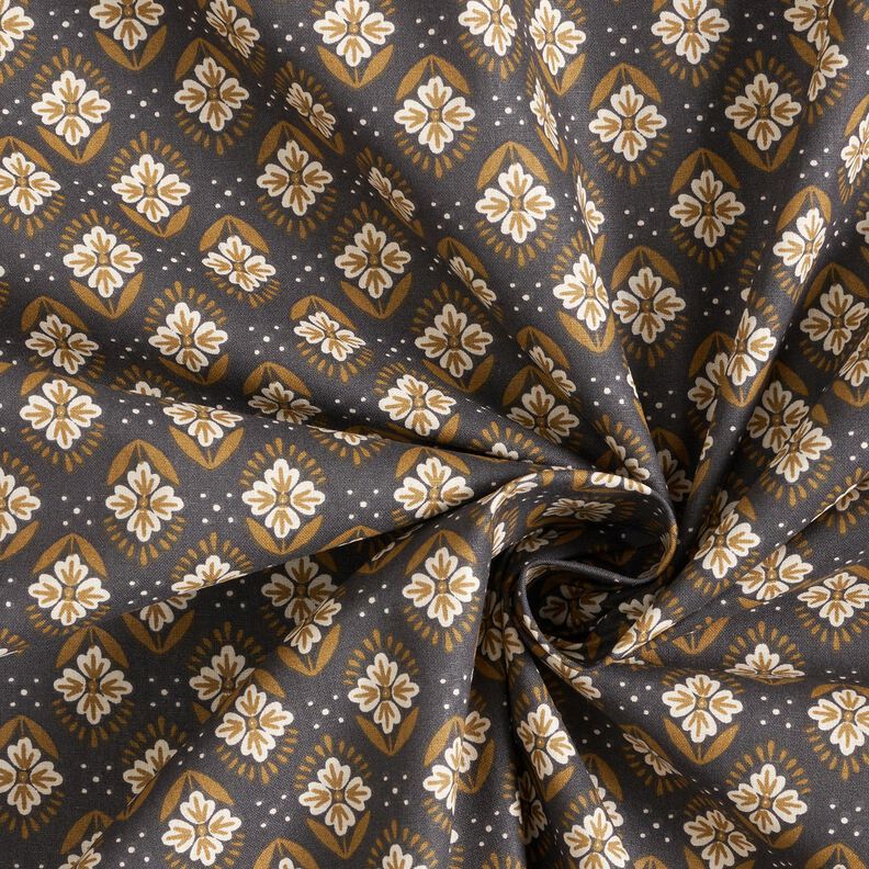 Tecido de algodão Cretone Azulejos floridos – granito,  image number 3
