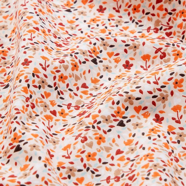 Tecido de algodão Cretone Flores espalhadas – rosé/laranja-pêssego,  image number 2