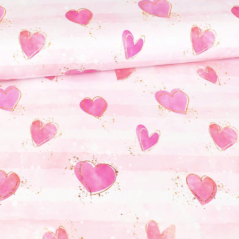 Jersey de algodão Corações | Glitzerpüppi – rosa-claro/branco,  image number 2