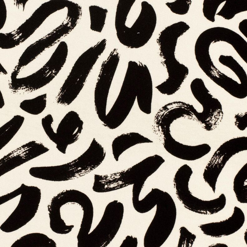 Jersey de viscose Pinceladas abstratas – creme/preto,  image number 5