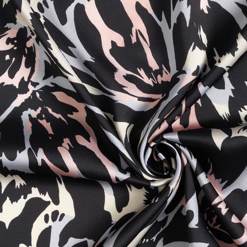 Pétalas abstratas em crepe acetinado – preto/prateado,  image number 3