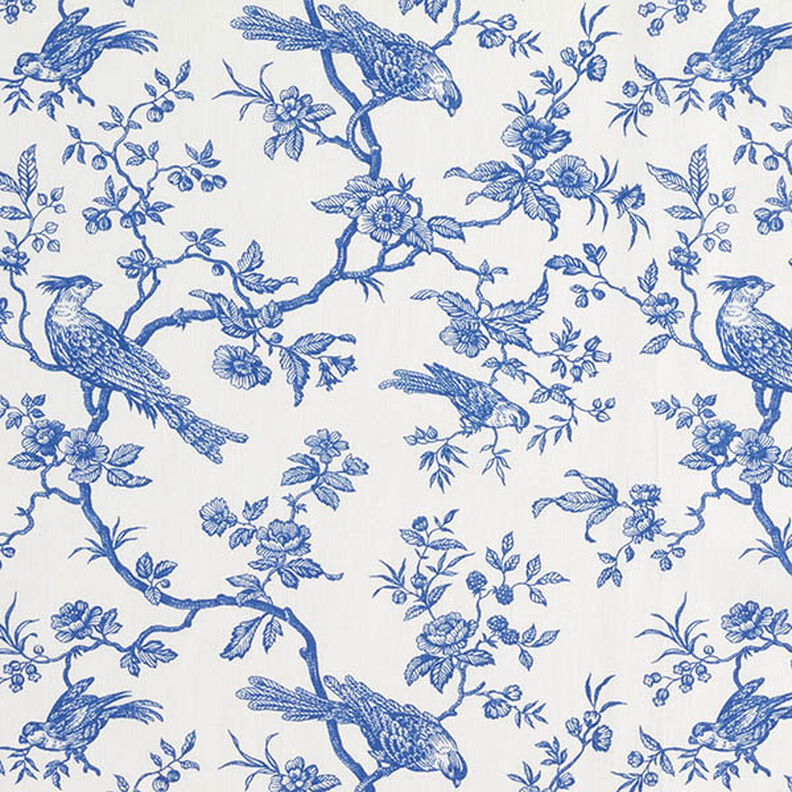 Tecido de algodão Cretone Pássaros – azul real/branco sujo,  image number 1
