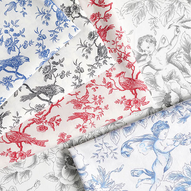 Tecido de algodão Cretone Pássaros – vermelho/branco sujo,  image number 5