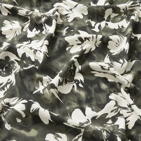 Tecido de viscose Rosas selvagens em aguarela – pinheiro escuro/branco sujo, 