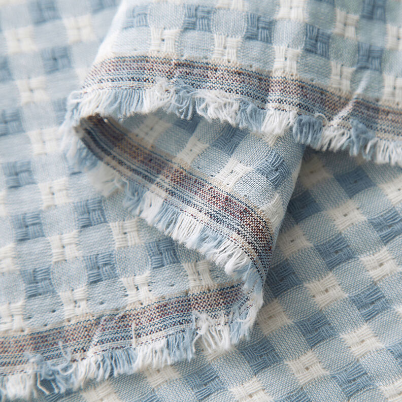 Tecido de algodão Textura xadrez – branco/azul claro,  image number 3