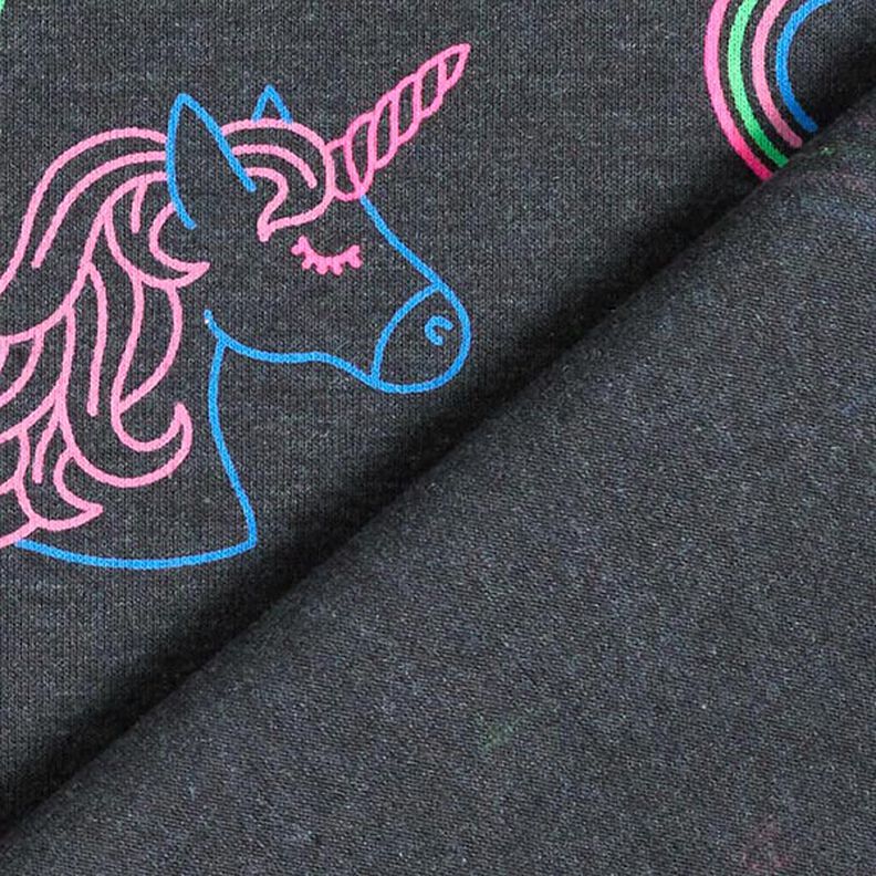 Jersey de algodão Unicórnios néon e arco-íris – antracite,  image number 5