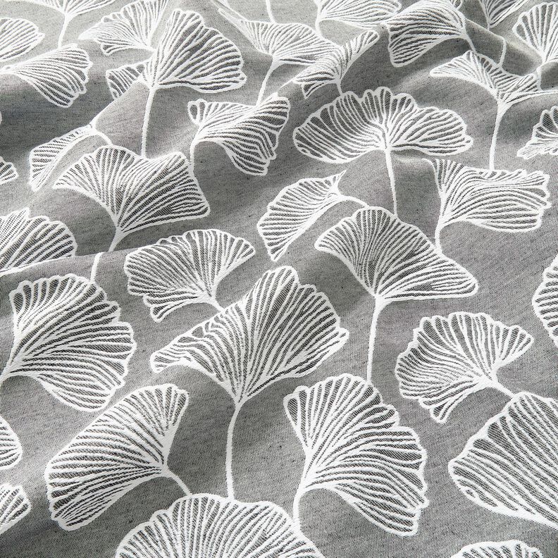 Tecido para decoração Jacquard Ginkgo grande – granito/marfim,  image number 2