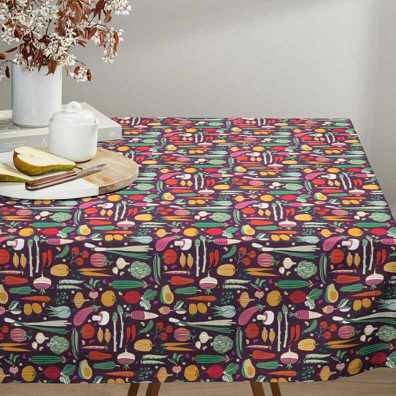 Tecido de algodão Cretone Variedade de legumes – beringela/verde,  image number 6