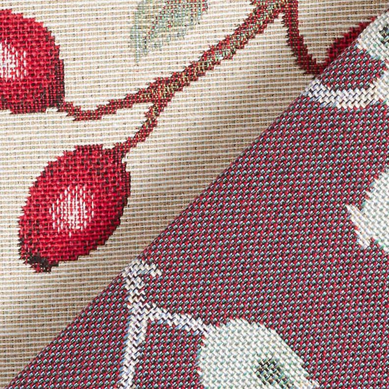 Tecido para decoração Gobelina Rosa mosqueta – bege claro/vermelho,  image number 5