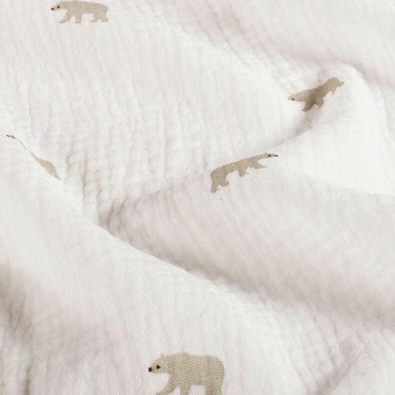 Musselina/ Tecido plissado duplo Urso polar – branco,  image number 2