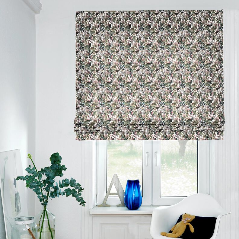 Tecido para decoração Lona Flores decorativas – marfim/pinheiro escuro,  image number 5