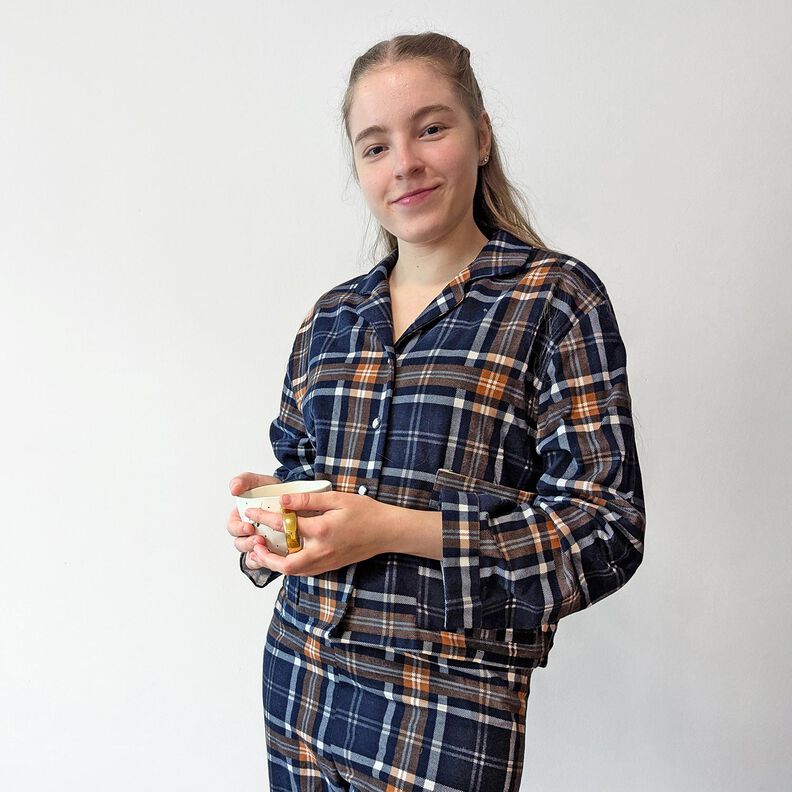 Flanela de algodão Padrão xadrez Estampado | by Poppy – azul-marinho/castanho-avermelhado,  image number 6