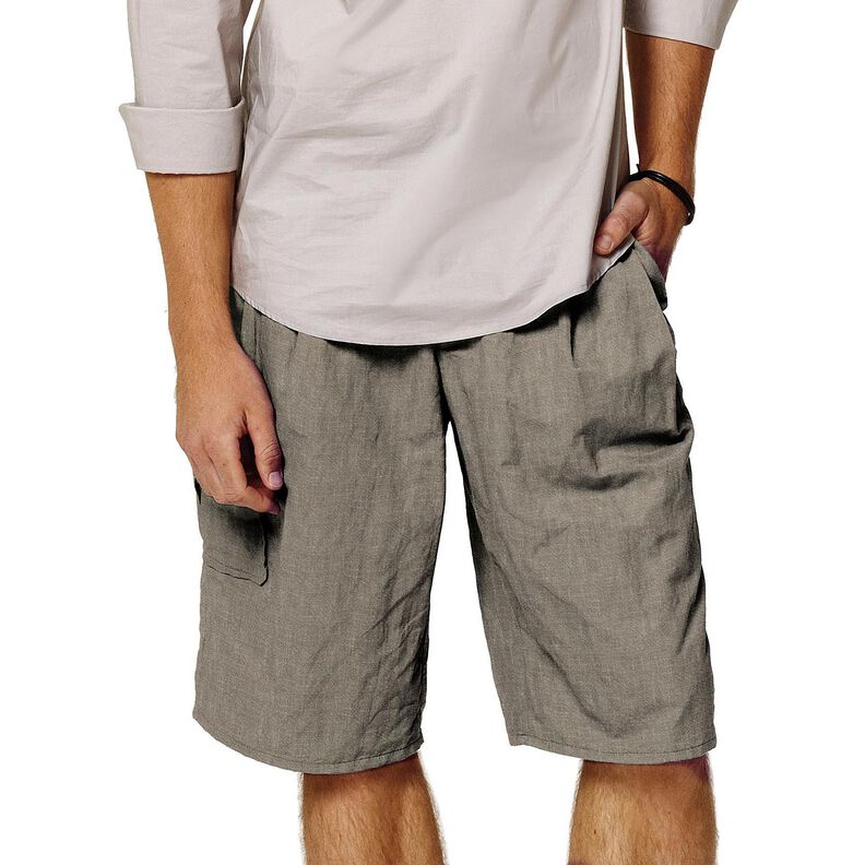 Tecido de mistura de rami lavado a pedra, qualidade pesada – taupe escuro,  image number 4