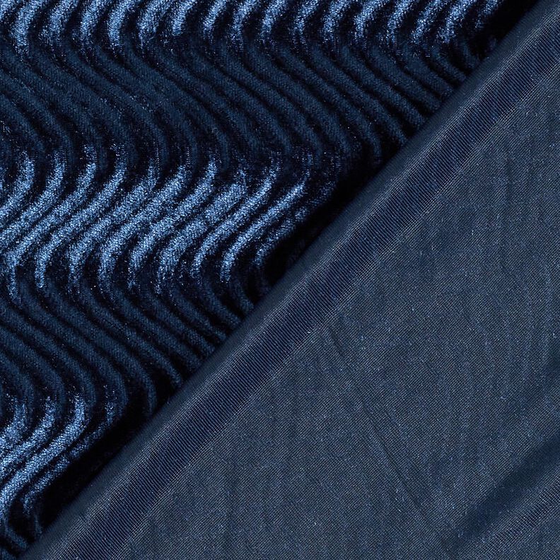 Veludo Stretch Ondas em relevo – azul-marinho,  image number 4