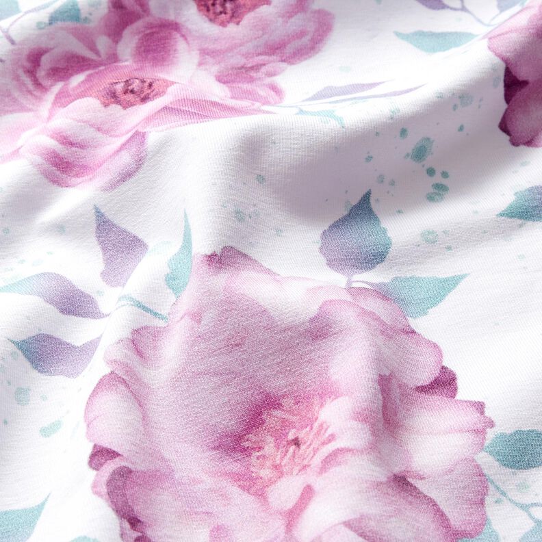 Jersey de algodão Rosas | Glitzerpüppi – branco,  image number 1