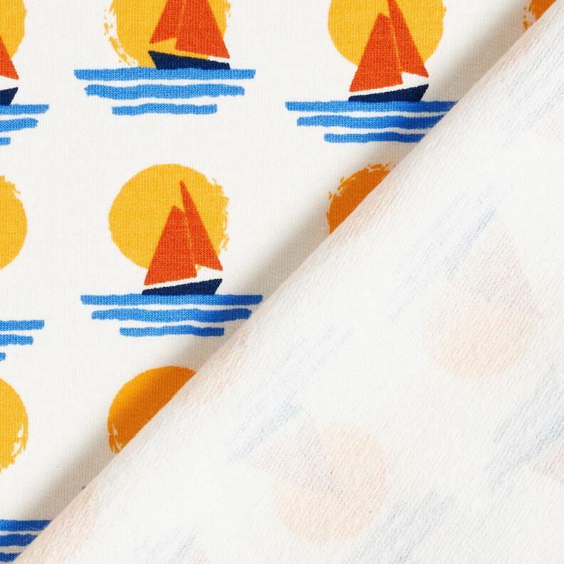 Sweatshirt cardada Veleiros ao pôr do sol – branco/azul,  image number 4