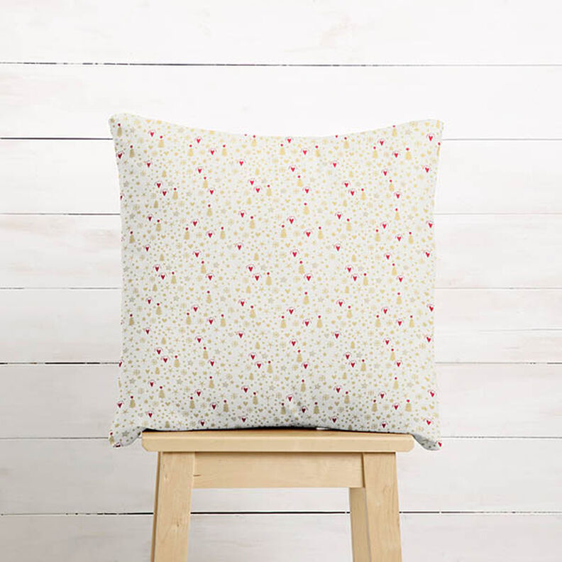 Tecido de algodão Popelina Corações e estrelas – branco sujo/dourado,  image number 8