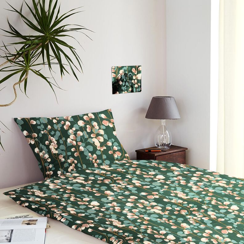 Cetim de algod&atilde;o Plantas trepadeiras &ndash; verde escuro/cor de areia,  image number 6