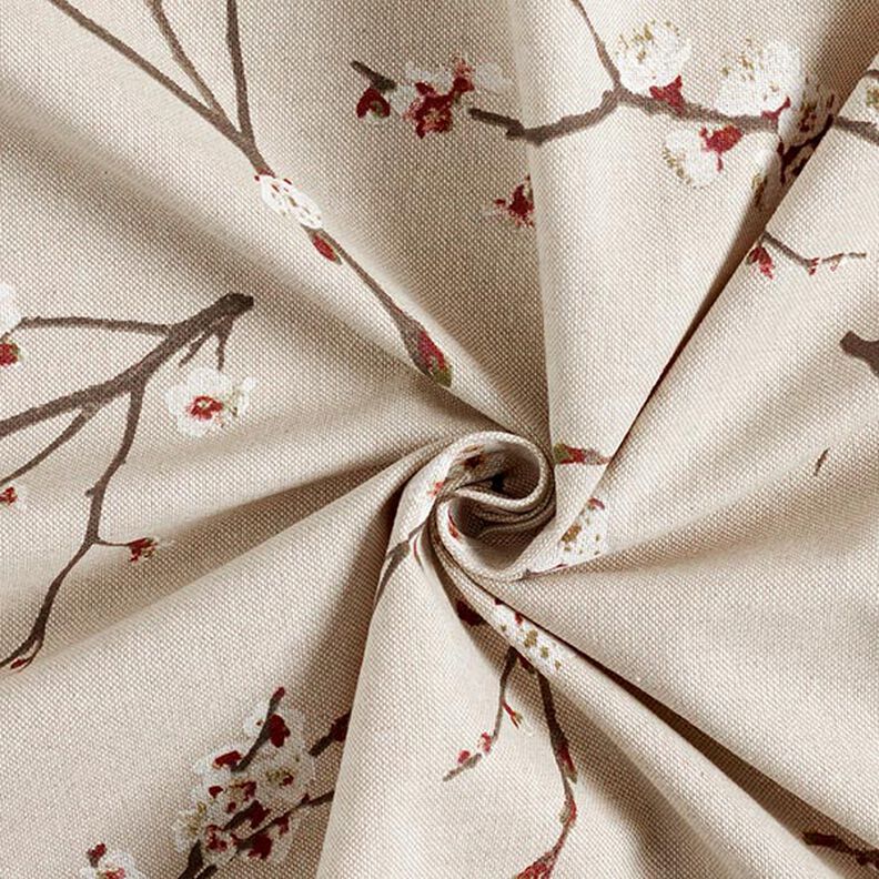 Tecido para decoração Meio linho Panamá Flor de cerejeira japonesa – natural/bordeaux,  image number 4
