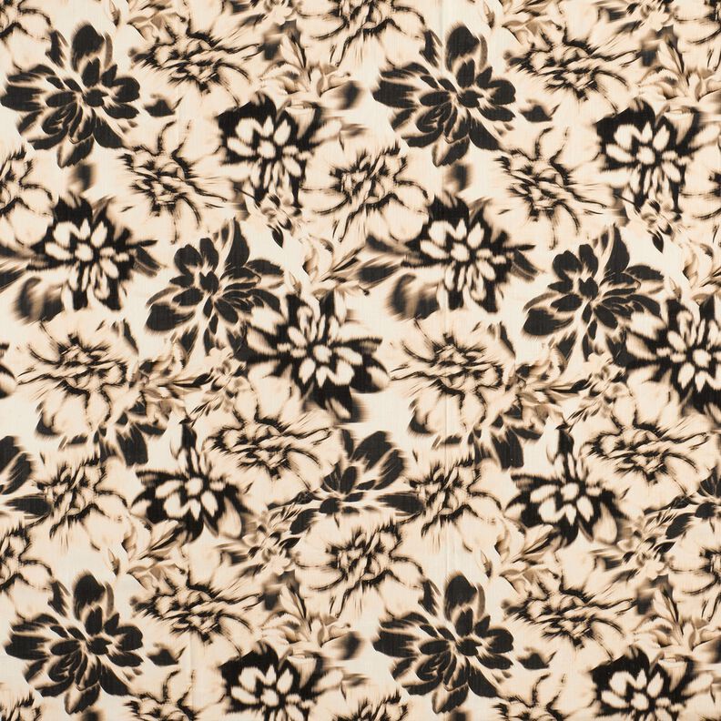 Mix de linho e viscose Flores esbatidas Impress&atilde;o digital &ndash; bege claro/preto,  image number 1