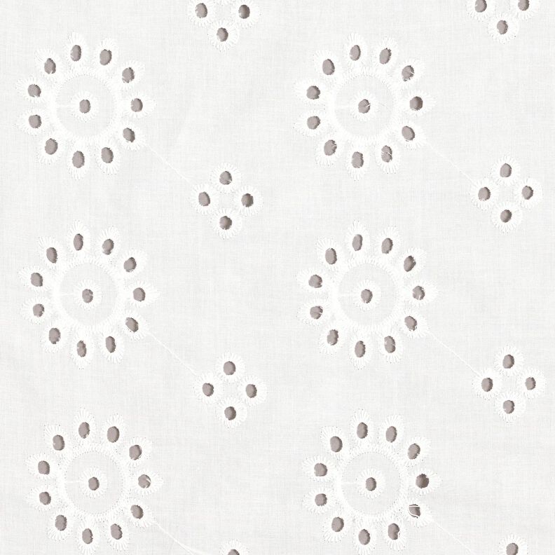 Tecido de algodão Bordado inglês floral – branco,  image number 1
