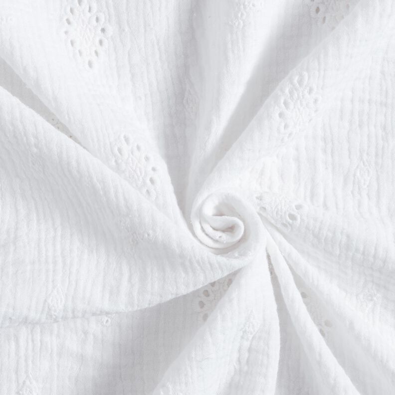 Musselina/ Tecido plissado duplo Bordado inglês Losango – branco,  image number 3
