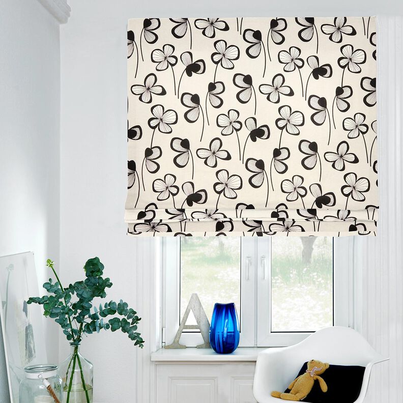 Tecido para decora&ccedil;&atilde;o Meio linho Panam&aacute; Trevo abstrato &ndash; natural/preto,  image number 5