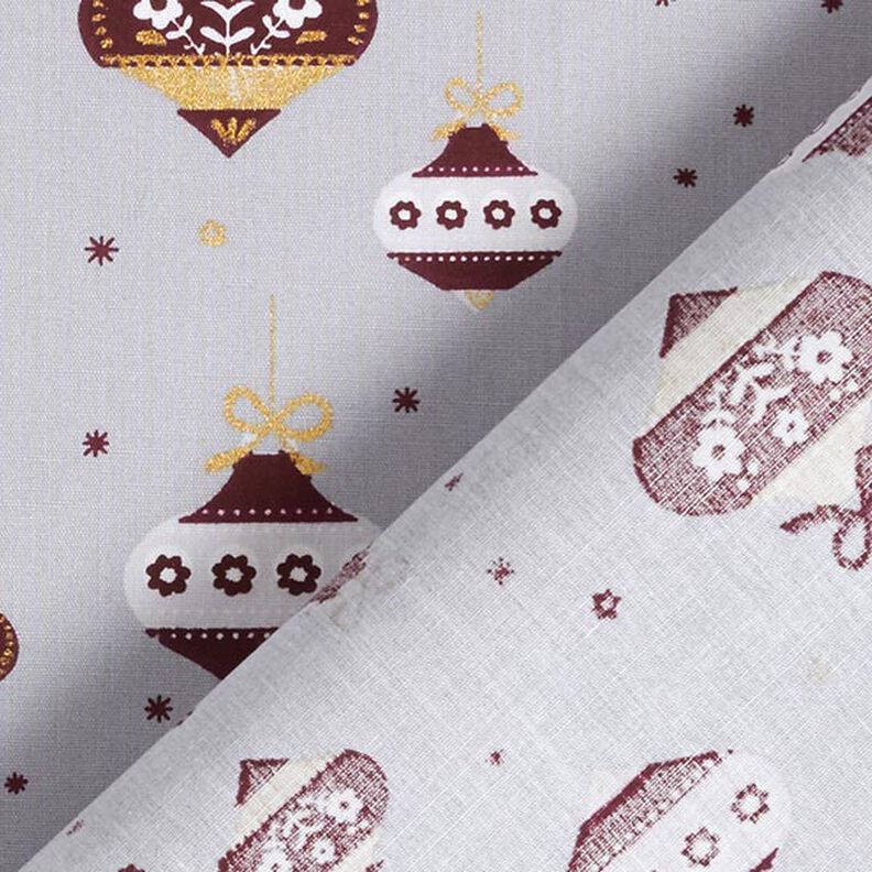 Tecido de algodão Popelina Bolas de Natal de renda – cinzento/dourado,  image number 4