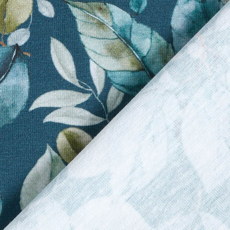 Jersey de algodão Folhas de eucalipto Impressão Digital – azul petróleo,  image number 4