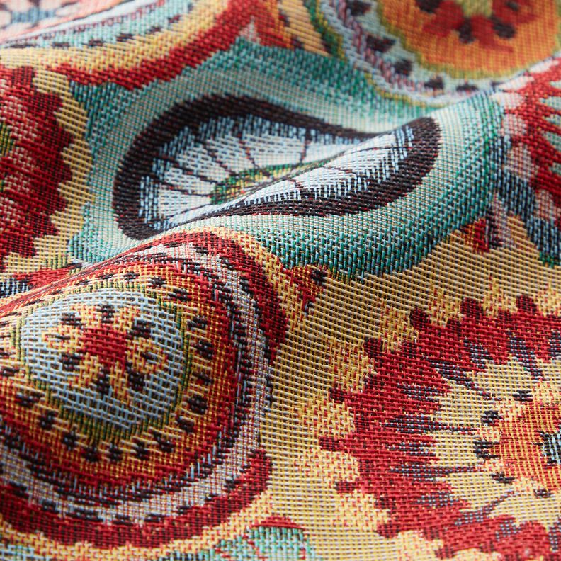 Tecido para decoração Gobelina Círculos Mandala – bege claro/vermelho,  image number 2