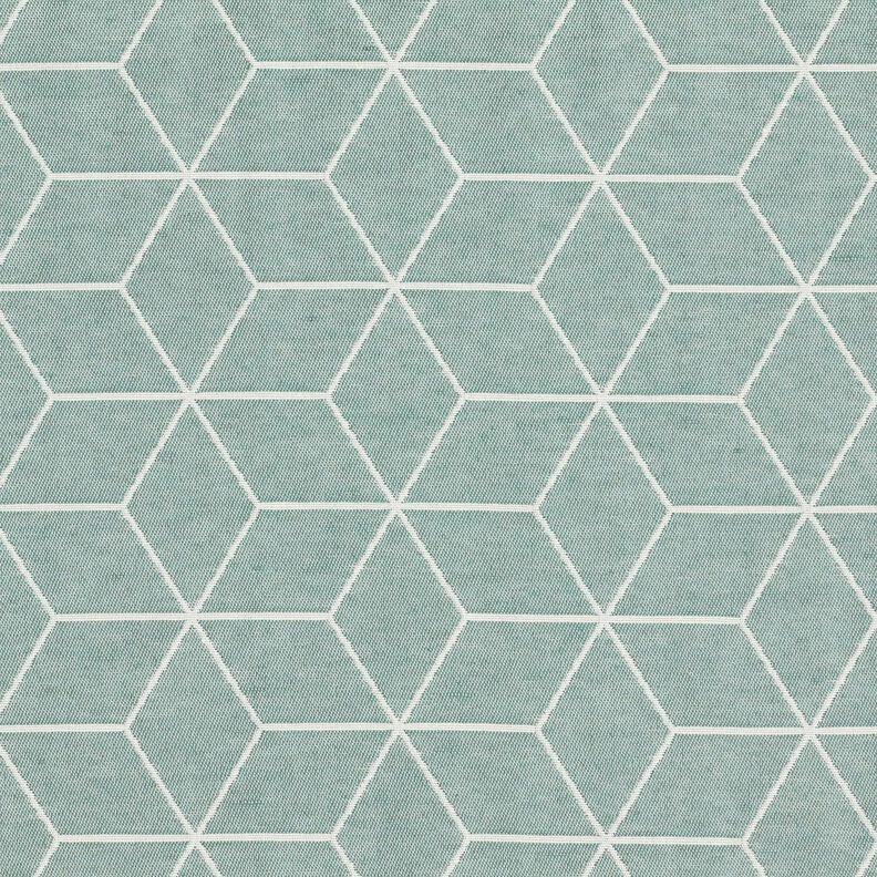 Tecido para decoração Jacquard Cubos modernos – verde amarelado/marfim,  image number 1