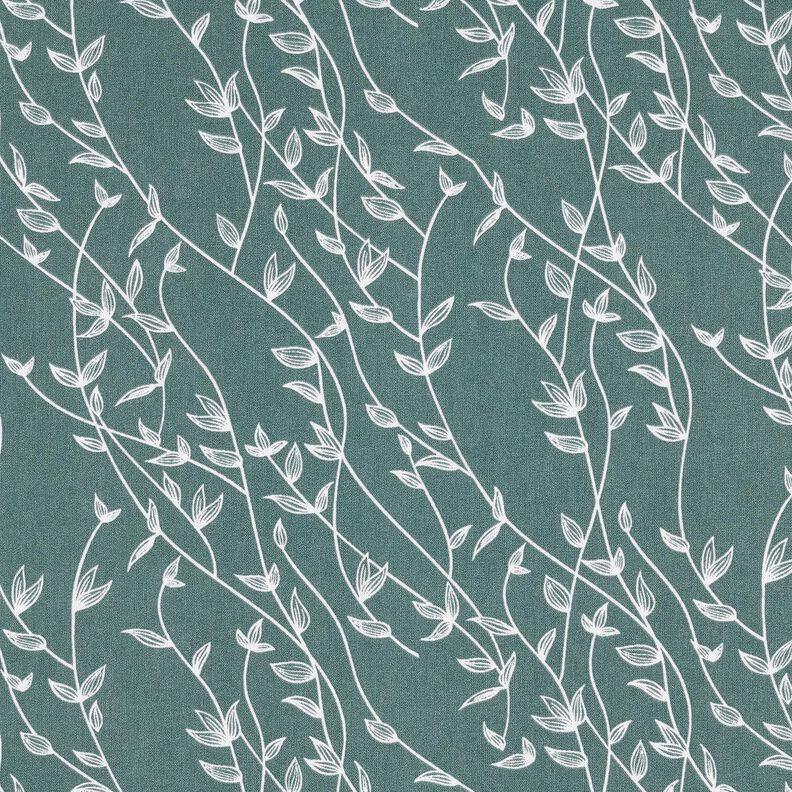 Popelina de algodão Gavinha folhas – pinheiro azul,  image number 1