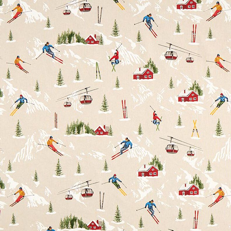 Tecido para decoração Meio linho Panamá Paisagem de esqui – natural,  image number 1