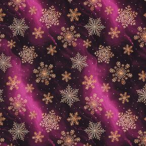 French Terry Sweat de verão Flocos de neve na Via Láctea | Glitzerpüppi – beringela/ouro velho, 