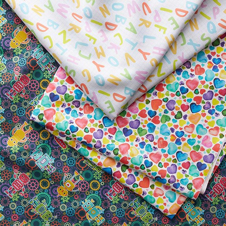 Cetim de algodão Corações coloridos,  image number 5