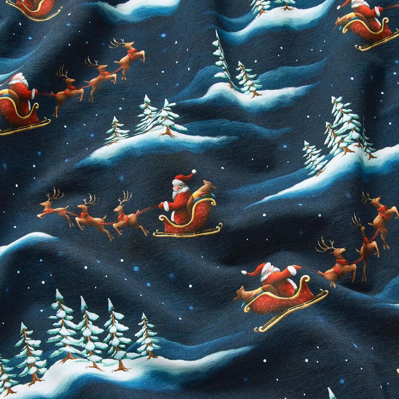 French Terry Sweat de verão O Pai Natal está a chegar | Glitzerpüppi – azul-noite/cor de malagueta,  image number 2