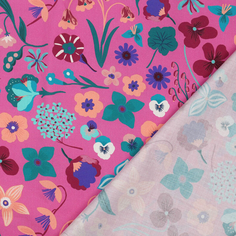 Popelina de algodão Meadow Flower Impressão Digital | Nerida Hansen – pink/azul petróleo,  image number 4