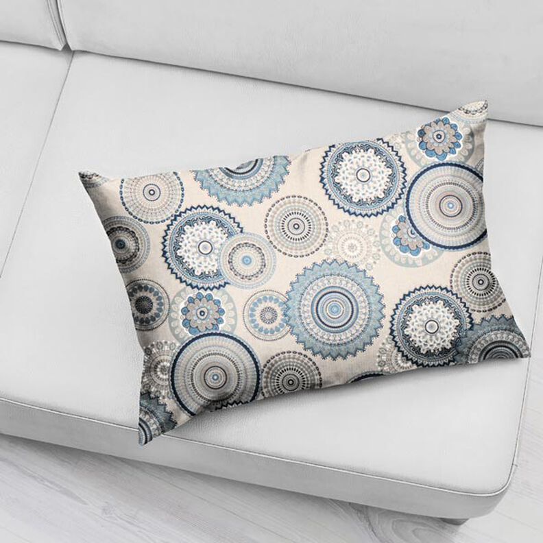 Tecido para decoração Meio linho Panamá Mandala – azul,  image number 8