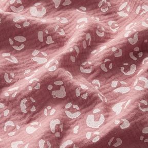 Musselina/ Tecido plissado duplo Padrão Leo grande – rosa-velho escuro/branco, 