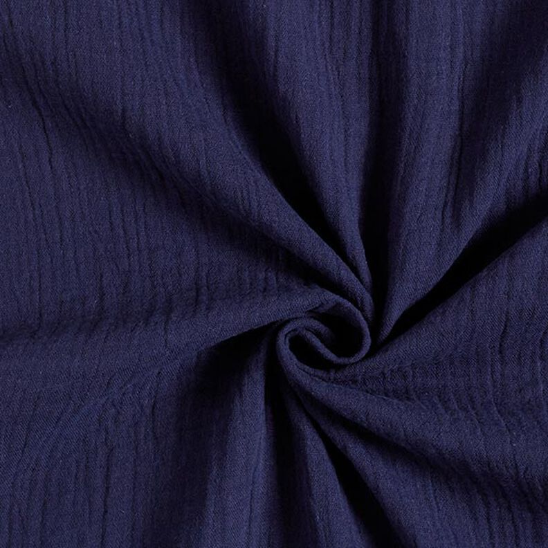 GOTS Musselina/ Tecido plissado duplo | Tula – azul-marinho,  image number 1