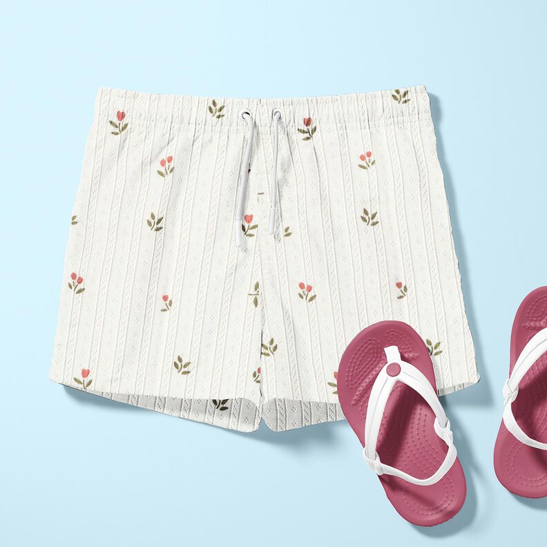 Ajour Jersey de algodão Túlipas – marfim,  image number 5