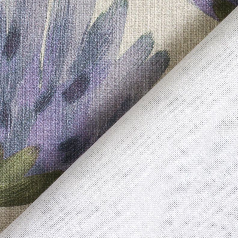 Tecido para decoração Meio linho Panamá Trevo florido – cinza claro/taupe claro,  image number 4