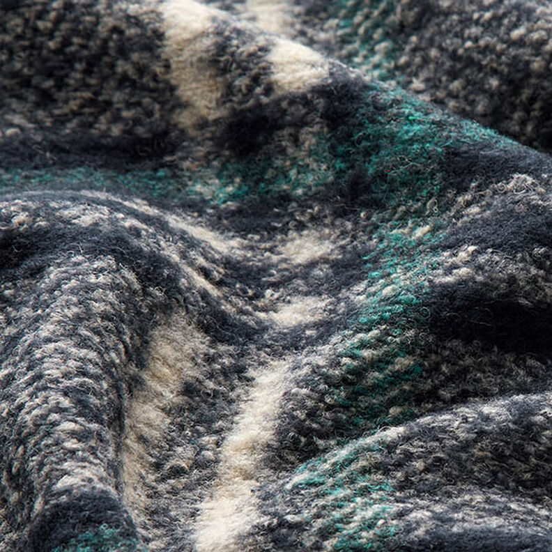 Malha para sobretudos Mistura de lã Xadrez grande – azul-noite,  image number 2