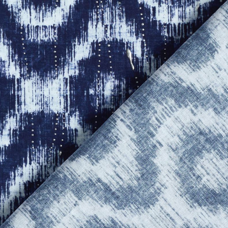 Popelina de algod&atilde;o Losangos e gotas brilhantes &ndash; &iacute;ndigo/branco,  image number 4