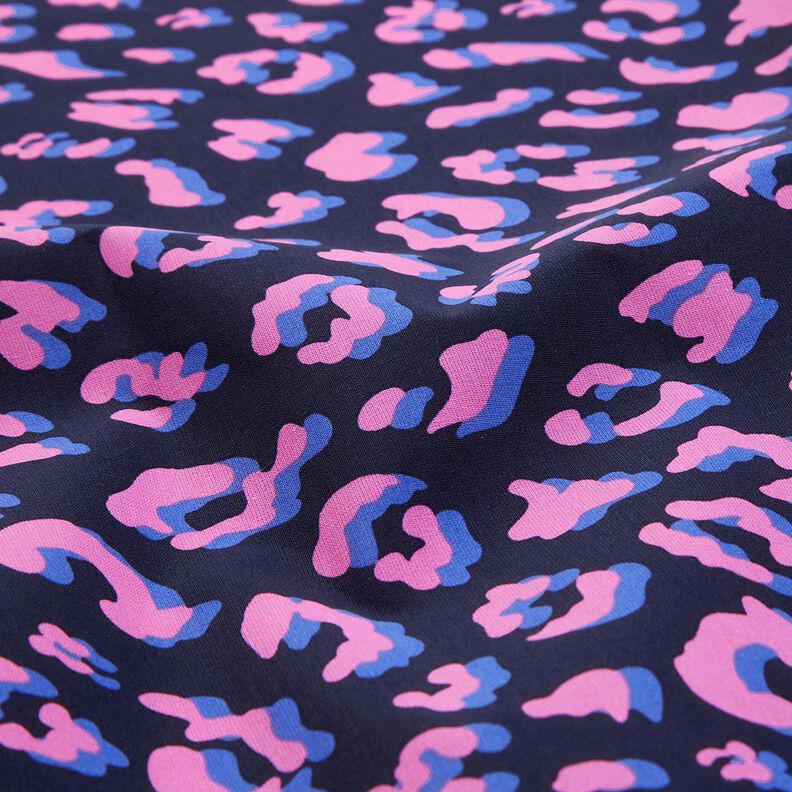 Algodão revestido Leo abstrato | Poppy Fabrics – azul-noite/pink,  image number 2