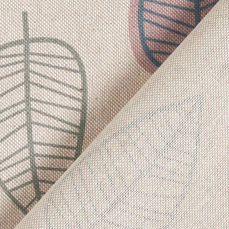 Tecido para decoração Meio linho Panamá Folhas Retro – rosa-velho claro/natural,  image number 4