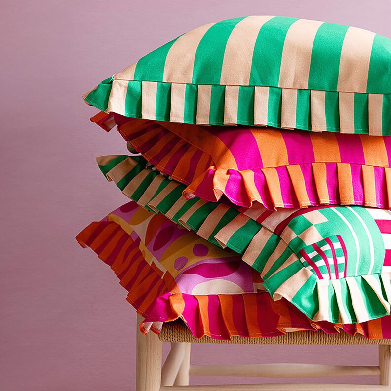 Tecido para decoração Meio linho Panamá Formas modernas – verde zimbro/vermelho escuro,  image number 6